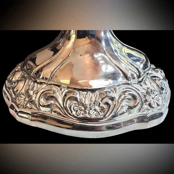 GLOW💚Antique Uranium Custard Glass Silver-Plated Lamp - Picture 6 of 9